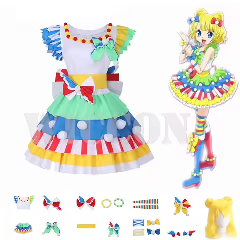 Mirei Minami Cosplay Costume Lolita Dress Colorful Suit Anime PriPara Wig Uniform Halloween Party Wo