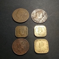Straits Settlements, British Malaya and Sarawak Copper Coin 1 Cent Sell In Set of 6 Pieces