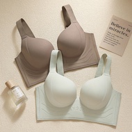 34-44BCD Plus Size Glossy Comfortable Seamless Underwear Sexy Deep V Frameless Push-Up Bra Women