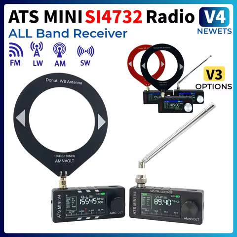 AMNVOLT V4 ATS MINI SI4732 Radio Full Band DSP Radio FM AM SSB LSB USB Receiver, built-in Hi-Z Headp
