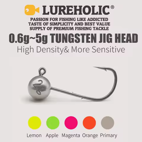 Tungsten Jig Head 0.6g 0.8g 1g 1.5g 2g 2.5g 3g 5g Ajing Finesse Micro Hook With Mustad Lure Fishing
