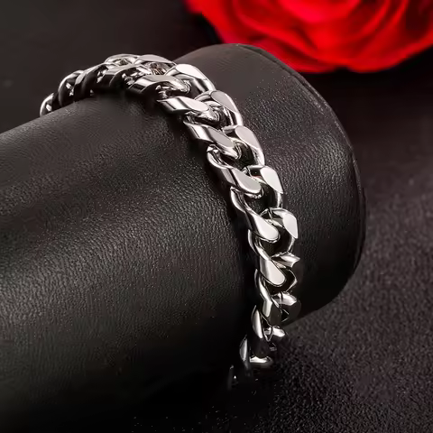 Men's 10MM 925 Sterling Silver Curb Cuban Chain Bracelet Classic Italy Design 7-10 Inch Unisex Simpl