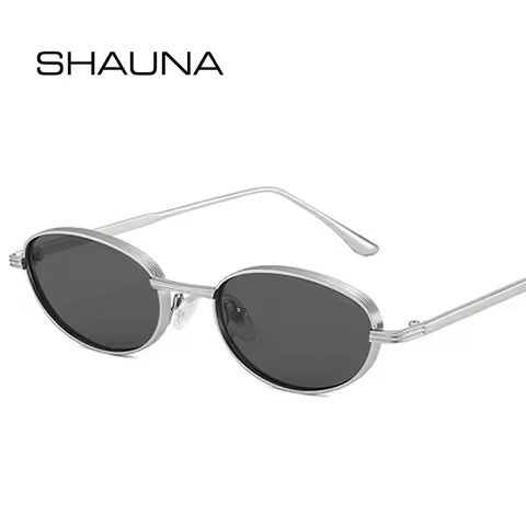 SHAUNA Vintage Oval Metal Women Sunglasses Shades UV400 Fashion Gradient Shades UV400 Men Punk Sun G