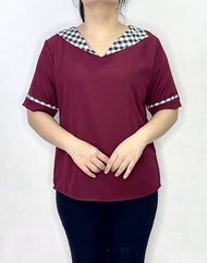 Os - New Blouse Wanita Lenka Kotak Jumbo Baju Loose Cewek Atasan Fashion Blus kemeja Big Size Model 