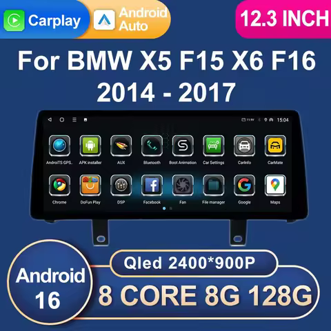 Wireless Carplay Android 16 For BMW X5 F15 X6 F16 2014 - 2017 Car GPS Navigation Media Stereo Radio 