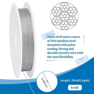 PH PandaHall 49 Strands Beading Wire, 65.6 FT 304 Stainless Steel Wire 0.018 inch Wrapping Wire Craf