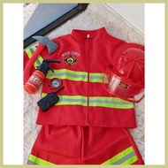 ⊕ ☈ ✗ Fireman Costume for Kids Boy Firefighter Career Guidance Suit Children Cosplay Uniform Christ