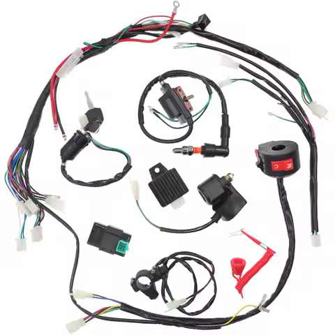 9 pcs Full Electric Wire Harness 50CC 70CC 90CC 110CC For ATV Quad Gokart Electric Wiring Harness