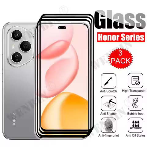 3Pcs Tempered Glass For Honor 400 Pro Lite 300 200 Magic 8 Pro 7 6 X5C X6C X8C Curved Full Cover Scr