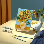 【台灣現貨】立體DIY數字油畫-梵谷向日葵 數字畫 親子玩具