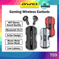 Awei T59 Gaming Wireless Earbuds Gaming Earbuds Earphone Gaming Headphone Awei Bluetooth Earbuds