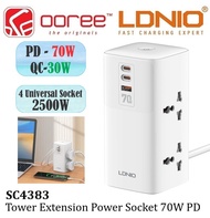 LDNIO SC4383 TOWER EXTENSION POWER SOCKET 70W 2USB-C TYPE C & USB-A SUPER FAST CHARGING - DESKTOP P