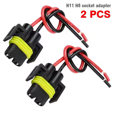 2pcs H11 H8 Female Socket Extension Connector Headlight Connector Wiring Harness Socket Plug Fog Lig