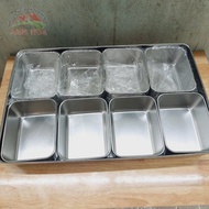 Stainless steel topping tray with lid 4 cells / 6 cells / 8 cells