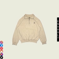 R4lph Laur3n Quarter Zip Pima Knit Sweater (Cream Oat | Black Logo) RL 0280