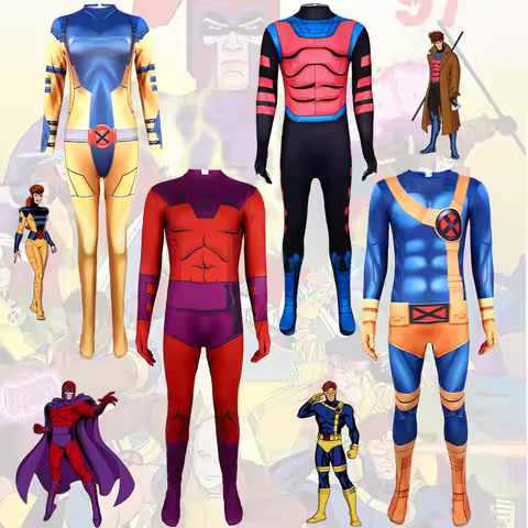 Cyclops Xmen 97 Magneto Jean Grey Phoenix Gambit Cosplay Costume Halloween Superhero Jumpsuit Bodysu