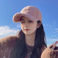 Lamb Wool Baseball Cap Ladies Warm Plush Thick Plush Cap All-Match Cold-Proof Baseball Cap Students#