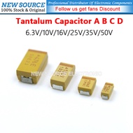 [10pcs] Tantalum Capacitor A B C D Type 6.3V/10V/16V/25V/35V/50V 47UF 10UF 22UF 33UF 47UF 1UF 2.2UF 