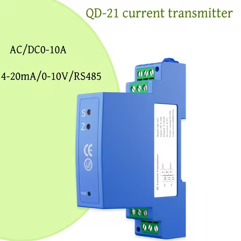 AC/DC Current Sensor 1A 20A 30A 4A 5A 10A Transducer DC24V 4-20ma RS485Current Transmitter QD-21