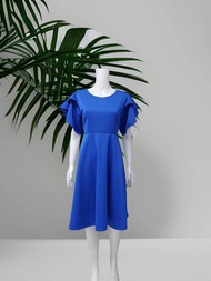 -SCARLET RUFFLES SLEEVE BALOON REG TO PLUS SIZE FORMAL DRESS ninang gown for wedding