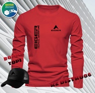 Kaos Eiger Lengan Panjang Premium Hitam dengan Bonus Topi - Desain Grafis Eksklusif
