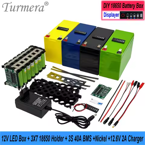 2026 New 12V Battery Storage Box with Indicator 3X7 18650 Battery Holder 40A Balance BMS Welded Nick