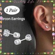 1 Pair (2pcs) Titanium Stainless Diamond Earrings for Men Women Titanium Earring Stainless Steel Ear