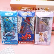Disney&Sanrio&Stitch Math Ruler Set Ruler Protractor Square Ruler Triangle Ruler (Pack Of 4)