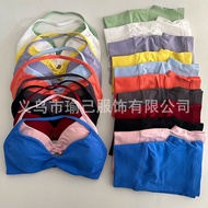 Hot-selling DFYNE Seamless Halter Neck Crinkle Bra Yoga Shorts Fitness Sports Yoga Wear Suit