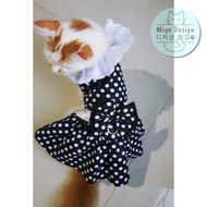 ⭐ Migo Design 10 ⭐ Baju Dress Kucing/ Anjing Polkadot Hitam / Pakaian AnaBul Hewan Peliharaan Kucing