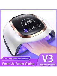 42顆燈珠大功率雙光源UV LED指甲燈，自動感應，4個定時器設置 - 適用於手指和腳趾的專業凝膠磨光機