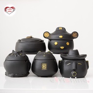 Authentic Cute Lucky Black Ceramic Ashtray with Cover comes in 5 designs for selection