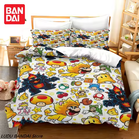 Super Mario Bedding Set 3D Anime Super Mario Duvet Cover Double Twin Full Queen King Adult Kids Bedc