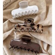 3pcs/1pc Women's 11.5cm/4.53in White Brown Tortoise Shell Large Hair Clip Lightweight Plastic Hair C