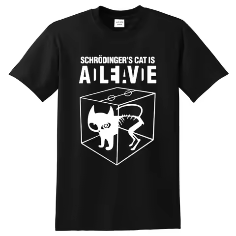 Men's T-shirt Top Quality cotton Schrodinger's Cat print men T shirt crew neck casual The Big Bang T