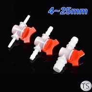 TS Plastic Hose Barb Two Way Plastic Ball Valve Aquarium Garden Micro Irrigation Connector 4mm 6mm 8