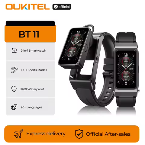OUKITEL BT11 Smartwatch Bluetooth Headset 2-in-1, 24h Health Monitoring, 1.47" AMOLED Display, Water
