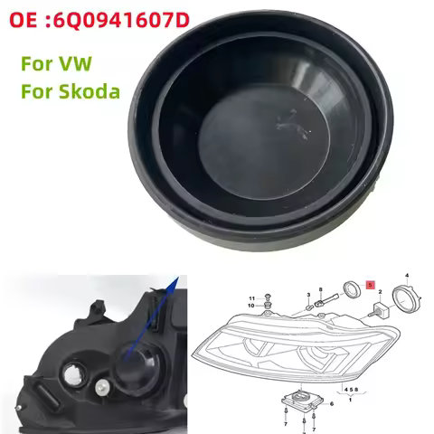 6Q0941607D Headlight Bulb Cover Seal Dust Cap For VW Polo 4 9N Passat B5 B7 Golf 5 Plus Jetta 6 Tour