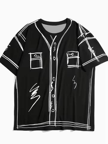 2026 3D Printed Baseball Jersey with A Trendy Design for Men, Y2K Oversized Casual T-shirt Suitable 