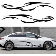TOMALL 2Pcs 82'' Wave Flame Graphics Stickers Car Body Side Decals Racing Sports Stripe Decals for C