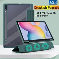 ASH ที่ถอดออกได้แม่เหล็กแยกสำหรับ Samsung Galaxy Tab S7 FE SM-T730 T733 736B S7 S8 Plus S6 Lite 2022 A8 10.5 A7 10.4 A7 Lite สมาร์ท Folio หนัง