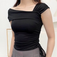 Lalia Dailywear Elysia Top | Women's short top with side pleats fit for girl korean style short slee