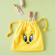 [Daiso Korea] Tweety Draw string Pouch Cute Yellow Storage Bag