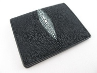 Genuine Stingray Skin Leather Business Credit Card Holder Wallet Black