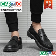 A-6💚Cartelo Crocodile（CARTELO）Summer Loafers Male Beanie British Casual Leather Shoes Youth Korean Trendy Slip-on Busine