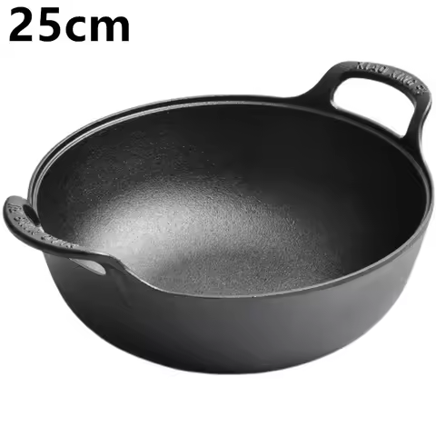 25cm Pre-seasoned Cast Iron Casserole Dish with Loop Handle 3 Qt Saucepan Heavy Soup Pot Dutch Oven