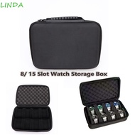 LINDA Watch Storage Box, Hard Shell 8/ 15 Slot Watch Display Box, Case Box Shockproof Foam Padding B