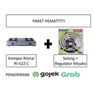 KOMPOR 2 TUNGKU RINNAI RI-522C + SELANG GAS DAN REGULATOR MIYAKO 206M