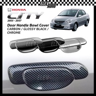 Honda City 2003 - 2007 Door Handle Bowl Cover Trim Carbon Chrome Black Garnish Accessories Bodykit 2