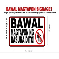 ✧♝Bawal magtapon ng basura signage laminated